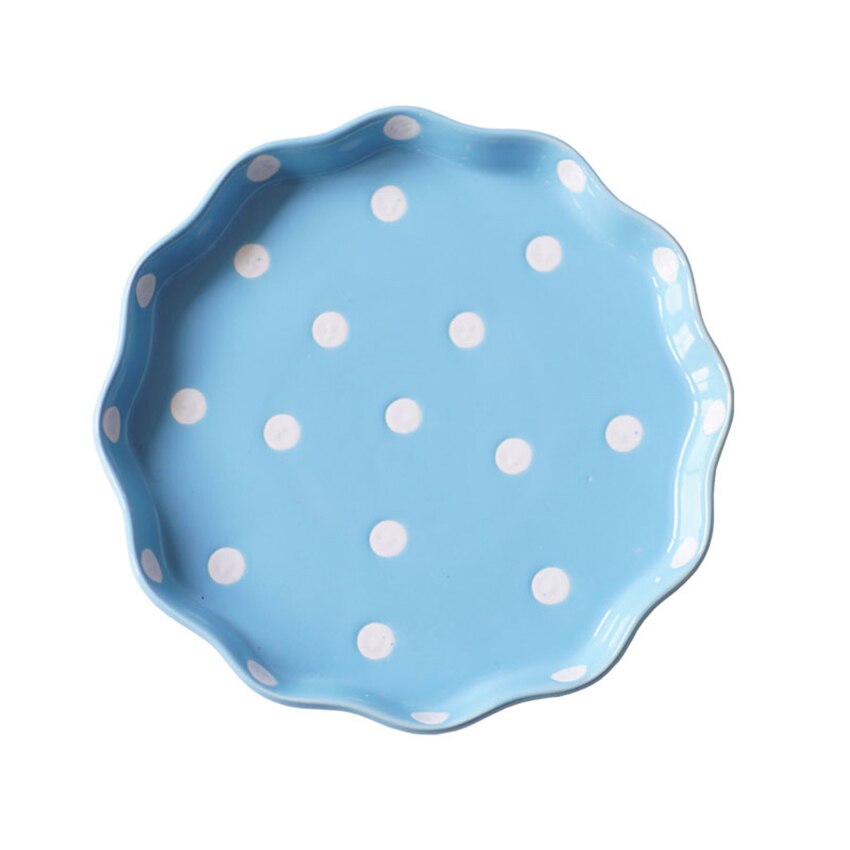 Porcelain Pie Pan, Round Pie Plate Baking Dish with Ruffled Edge Fruit Dessert Vegetable Plate Microwave Baking Plate: Blue
