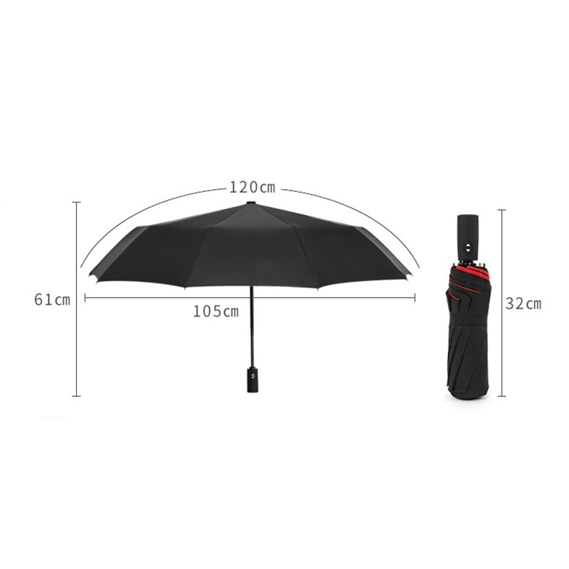 Three Folding Automatic Umbrella Rain Women Auto Luxury Big Windproof Umbrellas academy Men Double layer 10 Ribs Large Parasol