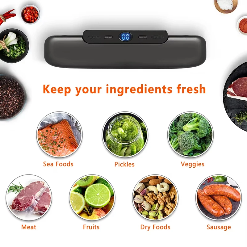 Vacuum Sealer Meat Vacuum Packaging Machine Food Preservation Household Small Automatic Compressor Free 10 Vacuum Bags