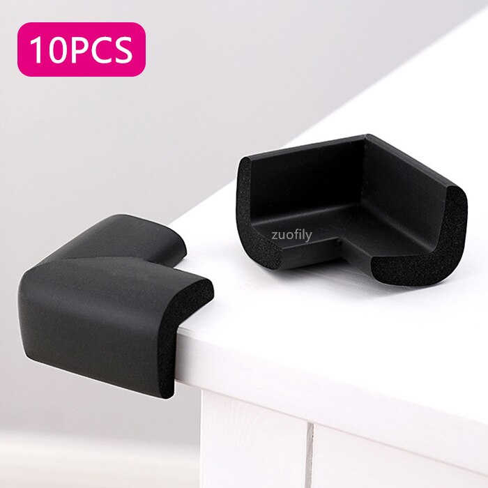 Protecteur d'angle de Table pour bébé, 10 pièces, housse de Protection de coin de meuble, bord droit doux, Protection de bord de Table pour bébé: Black