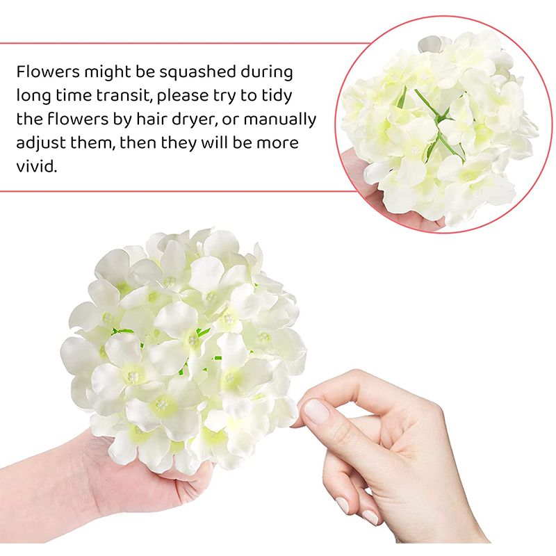 Silk Hydrangea Flowers Artificial Flowers Heads with Twin Leaves and Stems for Home Wedding Party Decorations