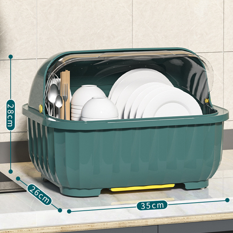 Armadietto per piatti da cucina Dishe Cestello di scarico per bacchette Multifunzionale antipolvere con coperchio Cestello portaoggetti per categoriezione stoviglie: Nichel