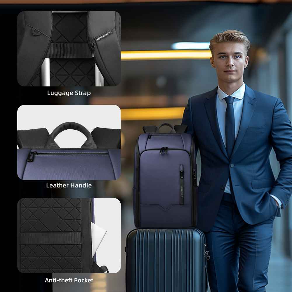 HcanKcan Men's Business Backpack Waterproof 15.6 inch Laptop Bag For Men Travel Spacious Backpack Commuting Work School Daypack