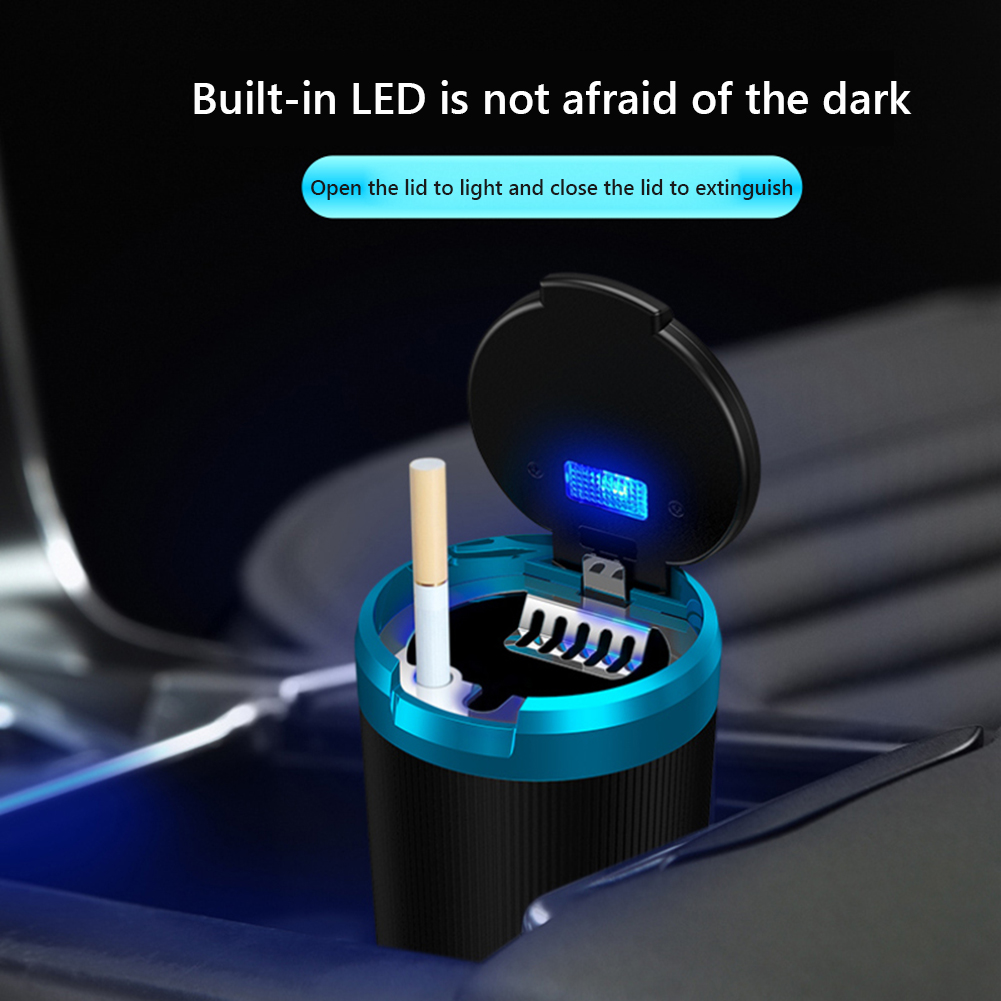 Car Ashtray with Lid Portable Ash Tray Multi-Function Mini Car Trash Can Stainless Steel Ashtray for Car Travel Agency