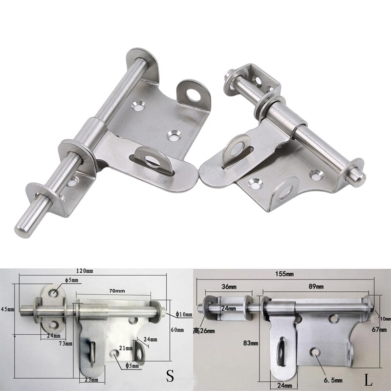 Pestillo de ventana, pernos de puerta de plata largos, pestillo de puerta de acero inoxidable, tornillo cilíndrico de cerradura deslizante, cerrojo, grapas, cerradura de seguridad para puerta