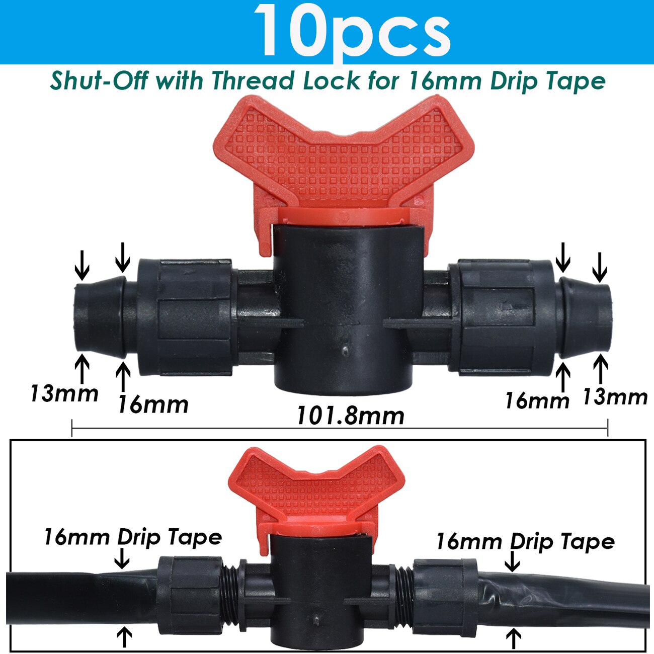 KESLA Garten 16mm 5/8&#39;&#39; Bewässerung Tropf Band Abschaltung Ventil Bewässerung Rohr Schlauch Gelenke Ellenbogen Tee Ende Stecker gewinde sperren Anschluss: KSL01-111-10Stck