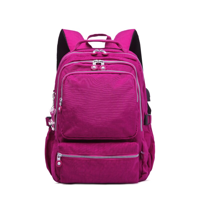 TEGAOTE Frauen Schule Rucksäcke Anti Diebstahl USB Ladung Rucksack Herren Laptop Bagpack Schule Taschen Für Teenager Mädchen Mochila Reise: Violett rot / 42X14X30CM 1808