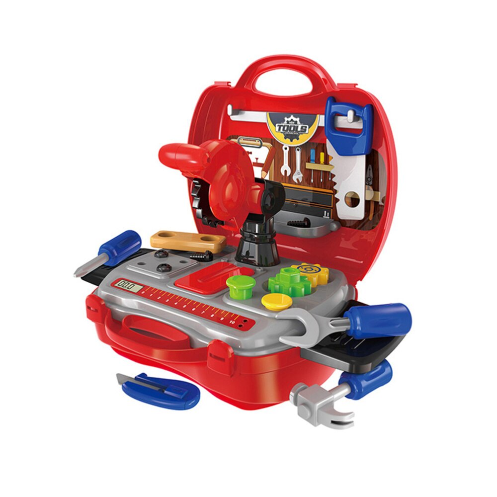 Kids Tool Set Tool Kit in Suitcase Tool Kit Construction Plaything for Play Tool Cabinet Suitcase for Children: Red