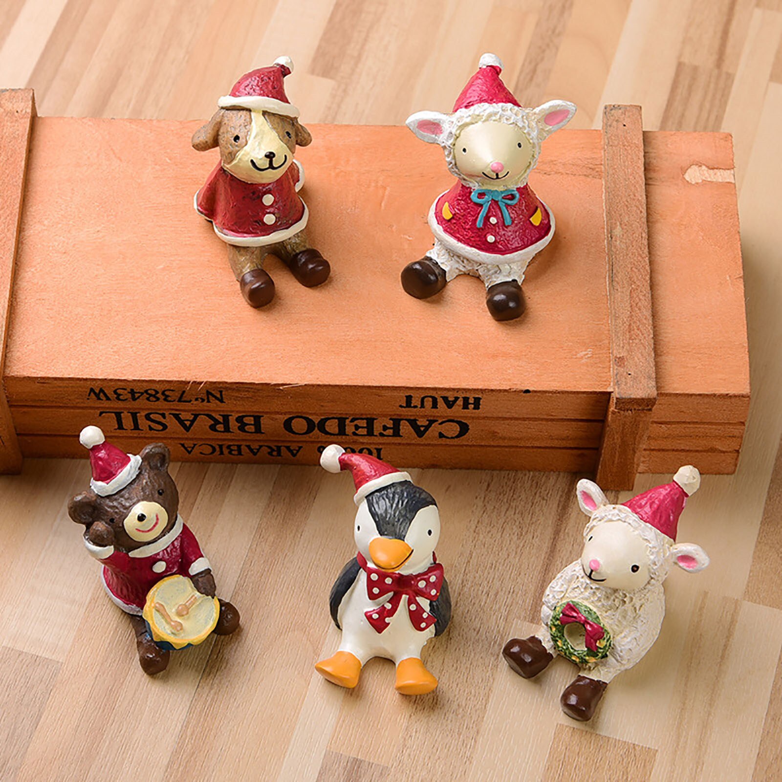 Woonaccessoires Ambachten Decor Ornamenten Hars Decoratie Kunstmatige Dier Kerstman Ornamenten Kerst Ornamenten Custom