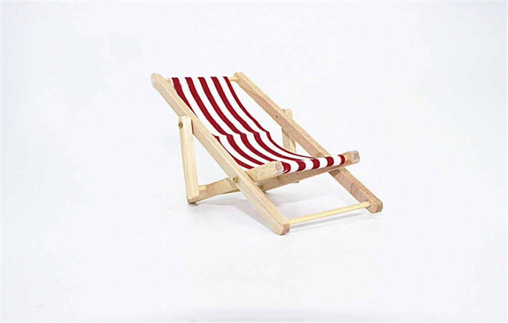Silla plegable de madera a escala 1:12, casa de muñecas de playa para tumbona,: RE