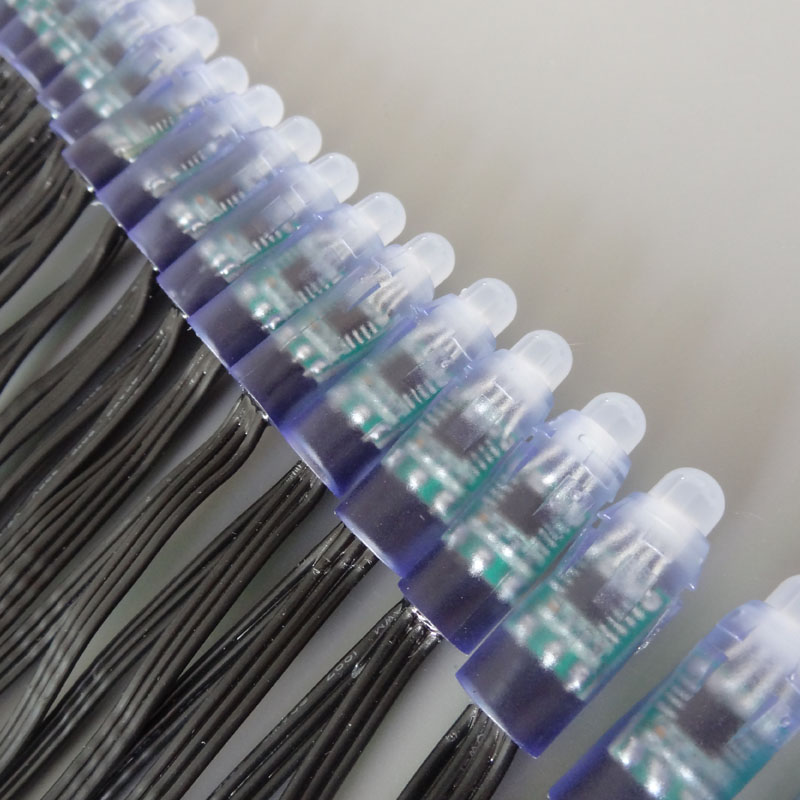 All BLACK wire(20AWG) addressable DC5V 12mm through hole WS2811 led smart pixel node,IP68 rated;50pcs per strand