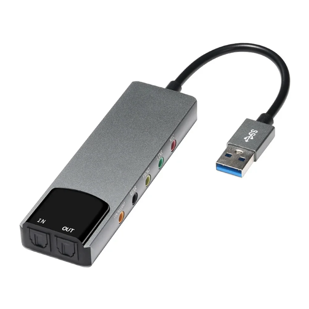 5 interfaces 5.1 áudio usb placa de som óptica externa adaptador conversor de áudio multifuncional para notebook placa de som de alumínio