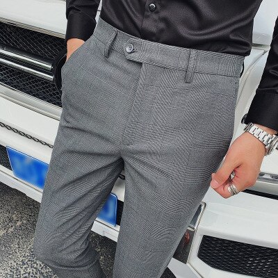 Mænds casual business bukser retro plaid herre komfortable små bukser underdele