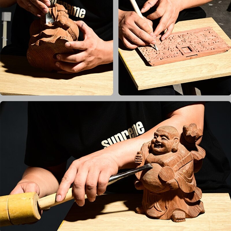 Durable 45 # Steel Deep Round Carving Chisel Engraving Tool for Root Carving Wood Carving