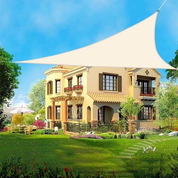 Sun Shelter Sunshade Protection Outdoor Canopy Garden Patio Pool Shade Sail Awning Camping Picnic Tent: Beige 3m