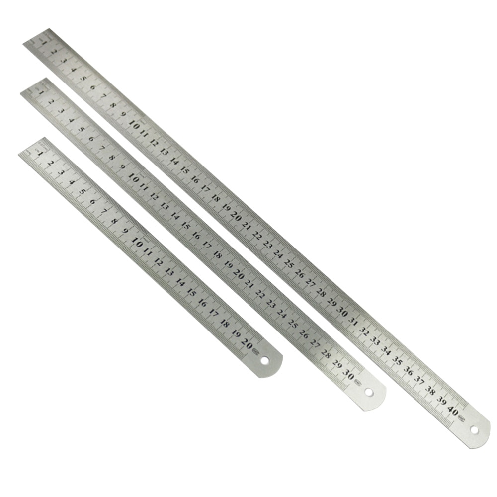 3Pcs Stainless Steel Ruler Metal Ruler for Engineering School Office Drawing 20cm/30cm/40cm: Default Title