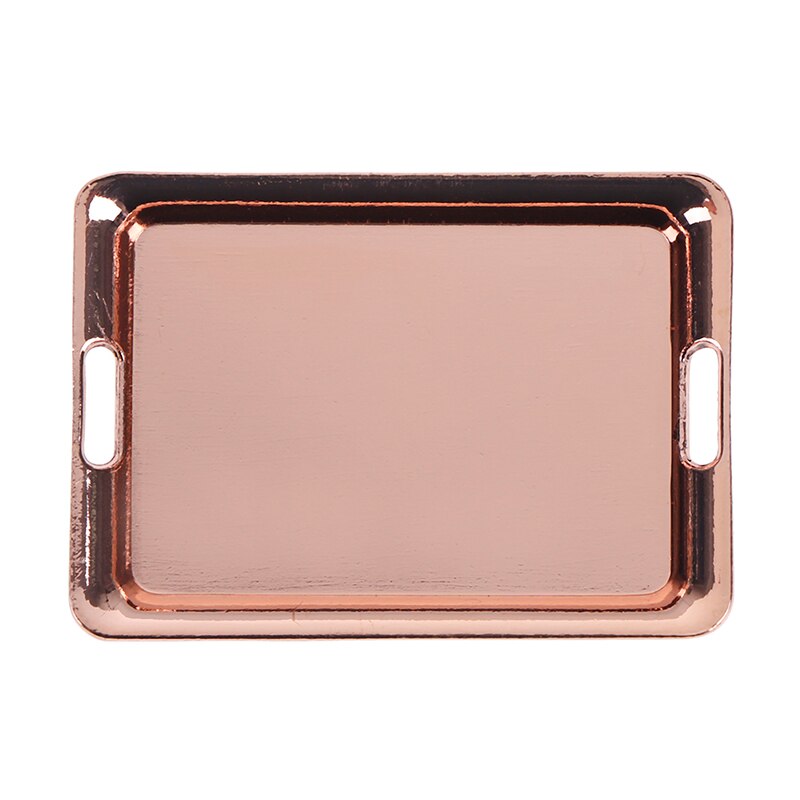 42*60mm Miniature Accessories 1/12 Dollhouse Mini Metal Plate Simulation Tray Model Toys for Doll House Decoration