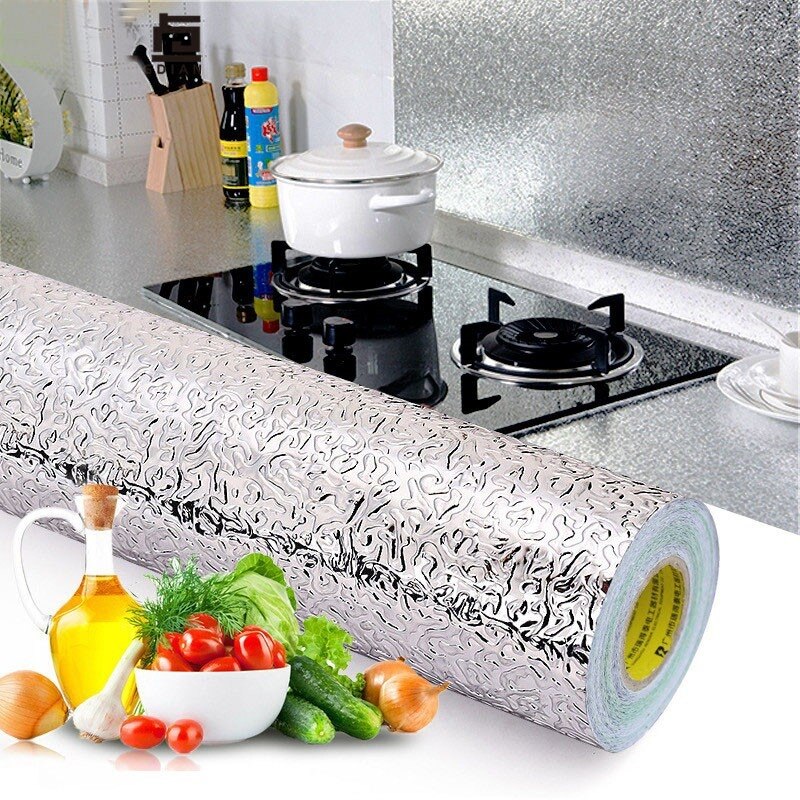 300cm Kitchen Oil-proof Waterproof Stickers Aluminum Foil Kitchen Cabinet Stove Drawer Self Adhesive Wall Sticker DIY Wallpaper