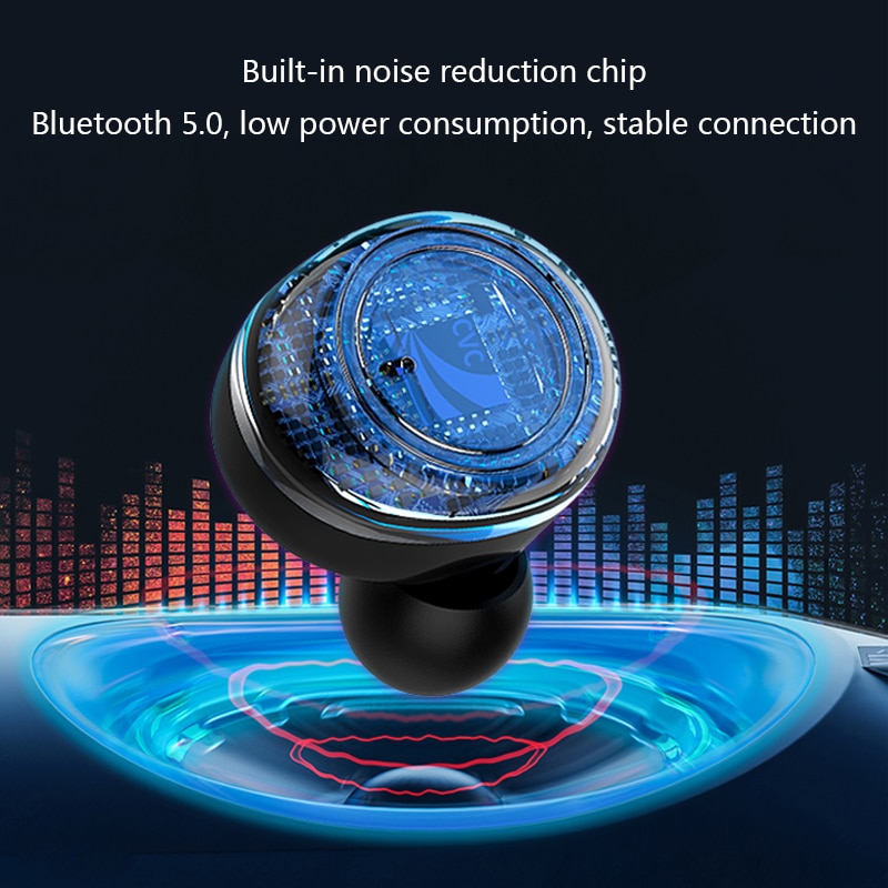 Auricolari Bluetooth 5.0 Wireless tated cuffie Stereo Bluetooth HiFi Gamer Sport auricolare con scatola di ricarica