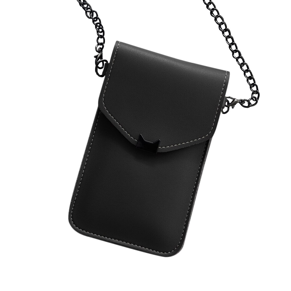 Saco do mensageiro da corrente das mulheres da tela de toque transparente da orelha do gato retro simples saco do telefone móvel sacos pequenos da aleta mini bolsa de ombro: dark gray