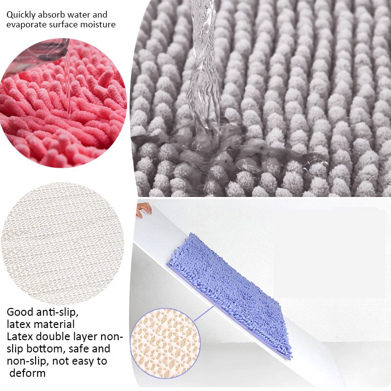 Large Size Thicken Chenille Bath Mat bedroom kitchen Rug Carpet For Living Room Floor Anti-slip Door Absorbent Pad Mat