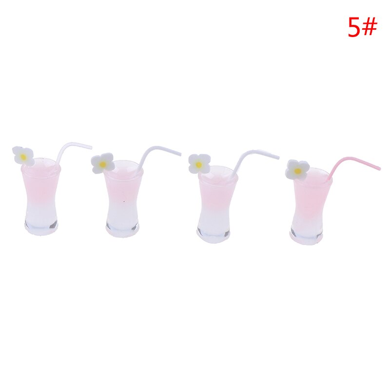 4pcs 1/12 Dollhouse Miniature Resin Cocktail Cup Drink Glass Toy Doll House Decoration 1:12 Simulation Room Furniture Toys