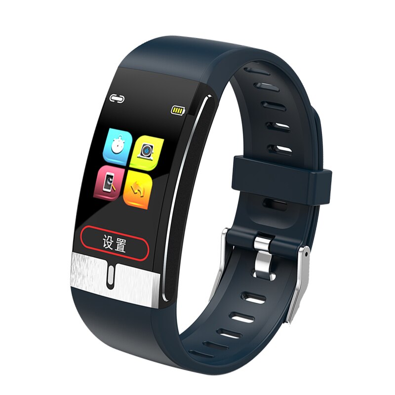 Smartwatch heren  e66 lichaamstemperatuur ecg ppg waterdichte sportarmband bloedzuurstof hartslag smartwatch voor ios android: Blauw