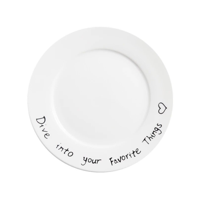 Creatieve Japanse Keramische Plaat Lage Bone China Schotel Set Brief Eenvoudige Paar Ontbijt Plaat