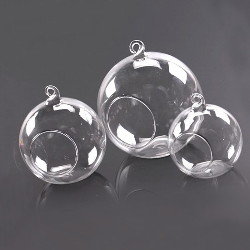 Abajur Clear Stylish Glass Round Hanging Candle Light Holder Candlestick - 6CM 8CM 10CM 12CM Lampshade Lumiparty Luminaria