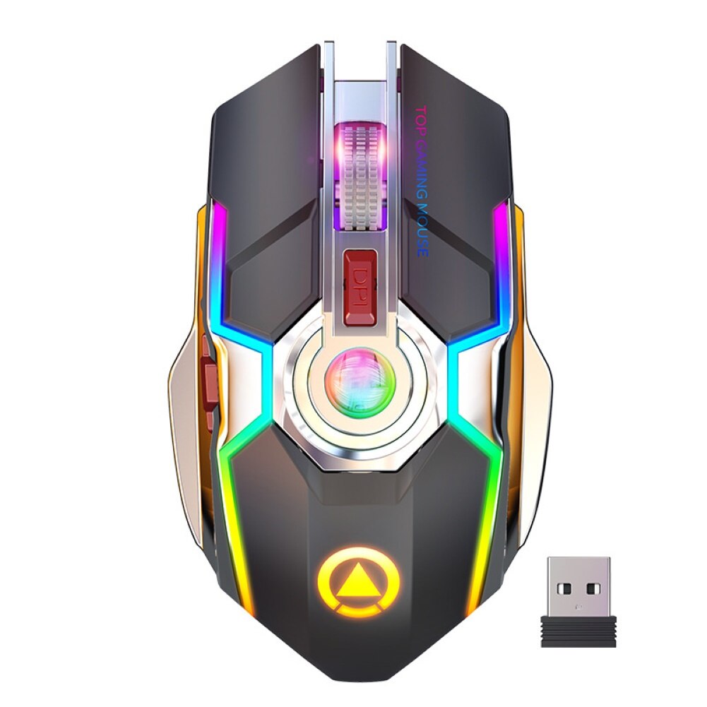 Wireless Gaming Mouse Rechargeable Gaming Mouse Silent Ergonomic 7 Keys RGB Backlit 1600 DPI mouse for Laptop Computer Pro Gamer