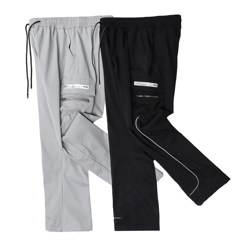 Pantalones Cargo reflectantes con cordón para hombre, ropa de calle, acampanados, de chándal, de gran tamaño