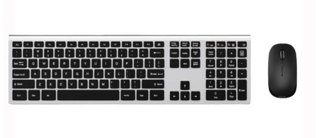Gelée peigne 2.4G sans fil clavier souris ensemble pour ordinateur portable ordinateur portable ordinateur portable 109 touches pleine taille clavier et souris peigne pour Windows: Silver and Black