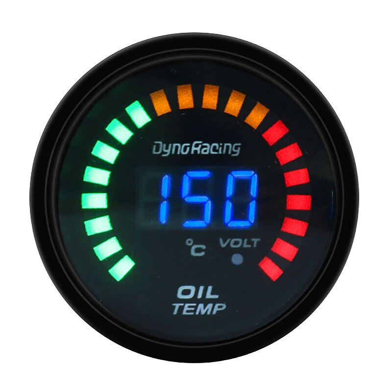 Dyno racing 2 tum 52mm bil led digital / analog oljetemp temperaturmätare röklins: Default Title
