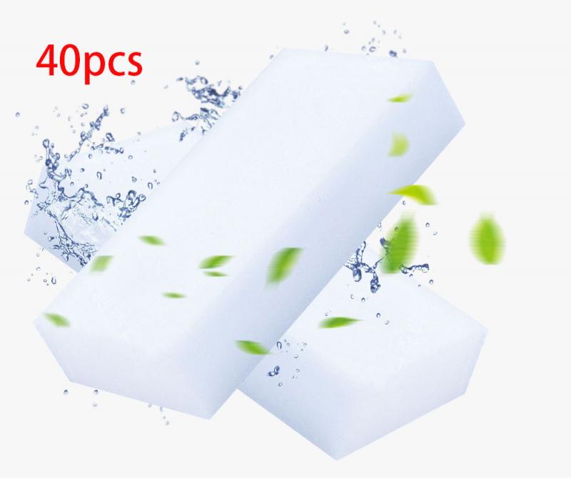 100 Uds esponja de melamina blanca Borrador de esponja mágico para Cocina Oficina accesorio de limpieza para baño/limpieza de platos Nano esponjas de limpieza: 40pcs