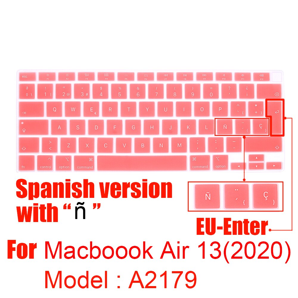 Dla 2020 nowy Macbook Air 13 Cal silikonowa klawiatura laptopa pokrywa z touchbar ue wersja A2179 hiszpania Laptop film ochronny: A2179 EU grapefruit