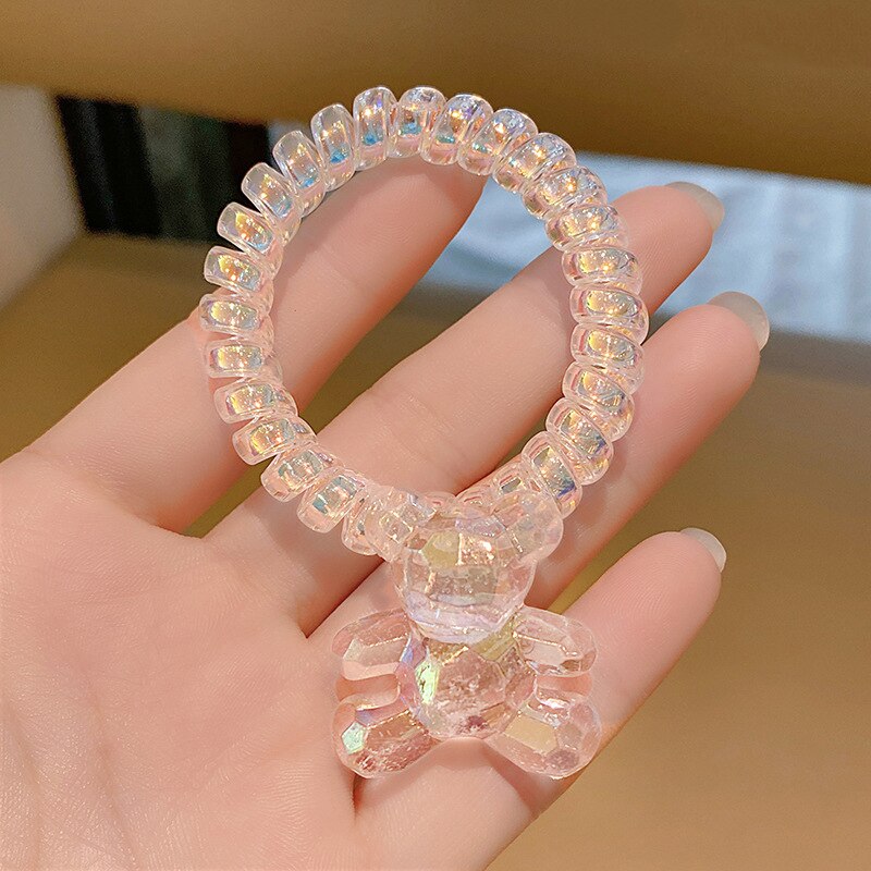 Cinta para el pelo con línea telefónica, cinta para el pelo con lazo transparente y flores, coleta alta, tocado elástico fijo, accesorios para el cabello, color: style-5