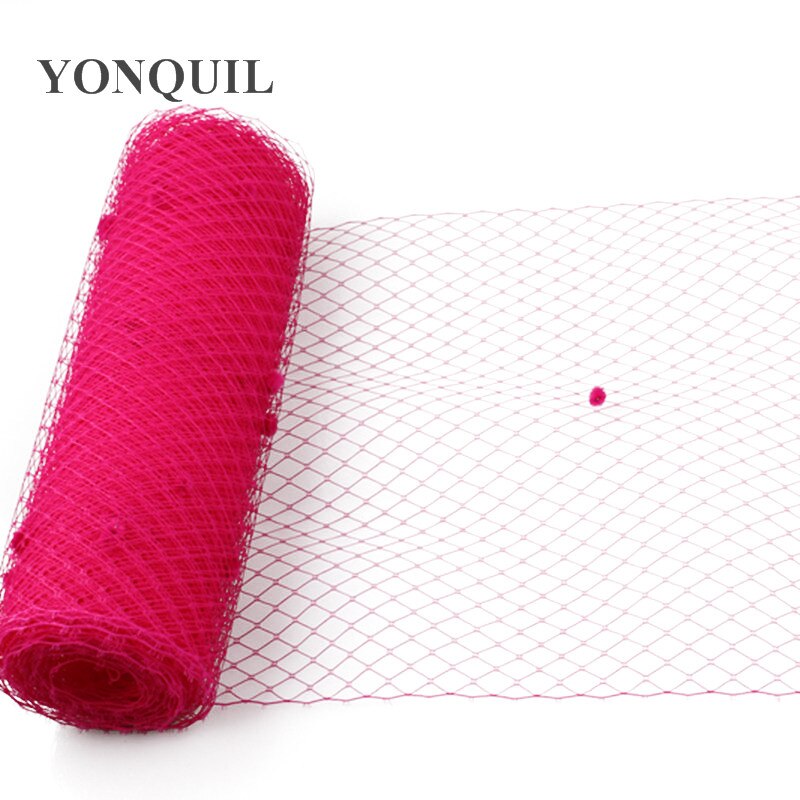 Velo de rejilla rojo de 5 yardas por lote con punto de 45CM de ancho, Red de velos rusos, velos de lunares para boda, accesorios para fascinator LDV020: hot pink