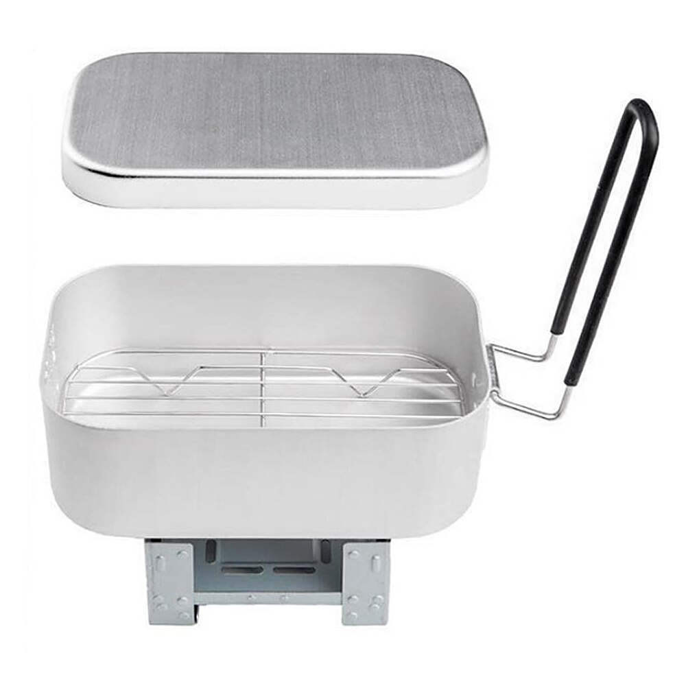 Mini Folding Stove Lunch Box Steaming Rack Combo Set for Picnic Camping Hiking Fishing Mountaineering
