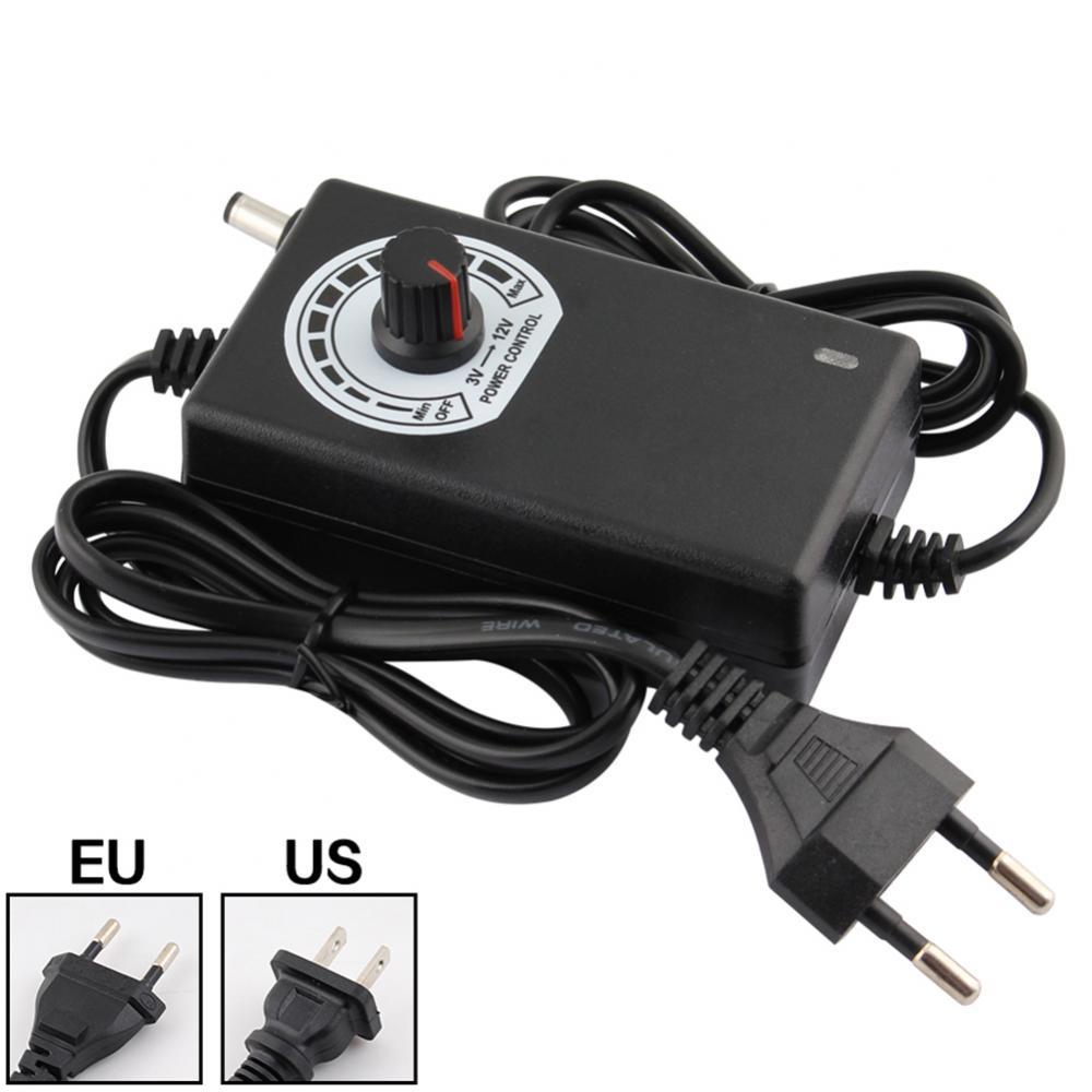 45% Sales! 3V-12V 2A 24W Adjustable Power Supply Adapter Motor Voltage Regulator US/EU Plug