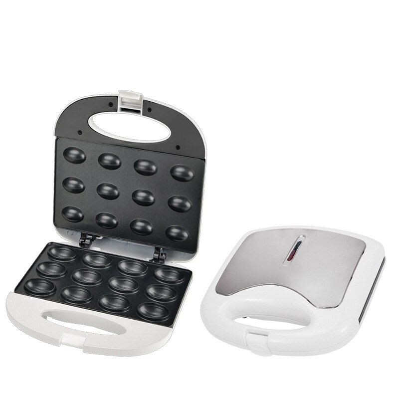 750W Elektrische Nussbaum Kuchen Hersteller Automatische Mini murmeln Waffel Brot Maschine Sandwich Eisen Toaster Backen Frühstück Pfanne Ofen EU stecker: Weiß