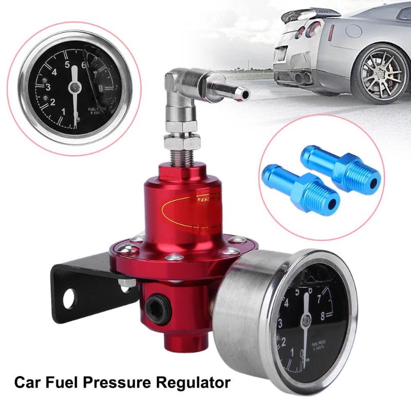 Auto Car Metal Adjustable Car Fuel Pressure Regulator with Oil Gauge Increase Fuel Injection Save Costs Automobile Accessories