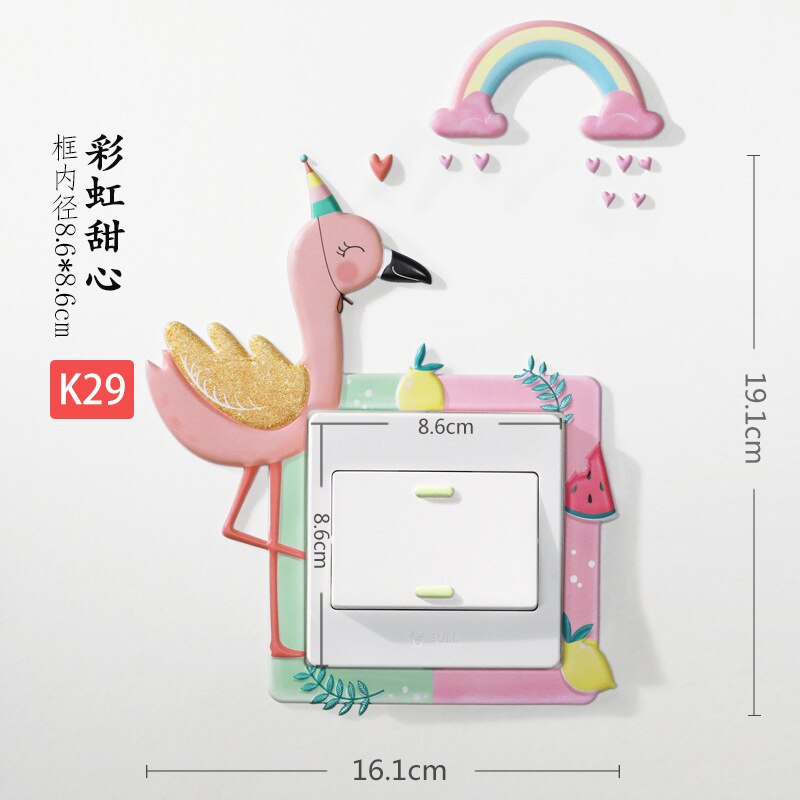 Home Decorations Wall Stickers Switch Protection Sticker Night light Switch Stickers Cartoon Cactus Unicorn Dino Switch Sticker