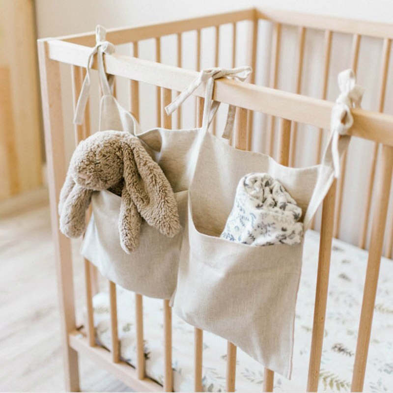 Sac de rangement suspendu pour berceau de bébé en coton, sac de rangement suspendu pour lit de bébé de , organisateur de lit de bébé, poche à couches de jouets pour ensemble de literie pour bébé