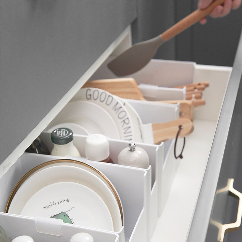 Adjustable Drawer Style Organizer Plastic Closet Drawer Divider Tray Makeup Organizer Sundries Container Cutlery Storage Box