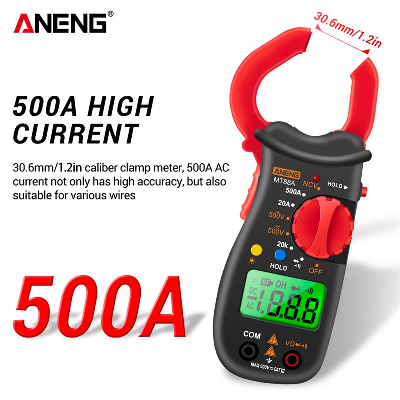 MT88A Smart Digital Clamp Meter 500A AC/DC Clamp Meter Mini High-precision Multimeter Digital Display Backlight Clamp Meter