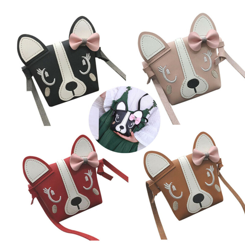 Moda Mini Shoulder Bag Couro PU Cão Bonito Bowknot Crianças Meninas Sacos Do Mensageiro Ocasional Bonito