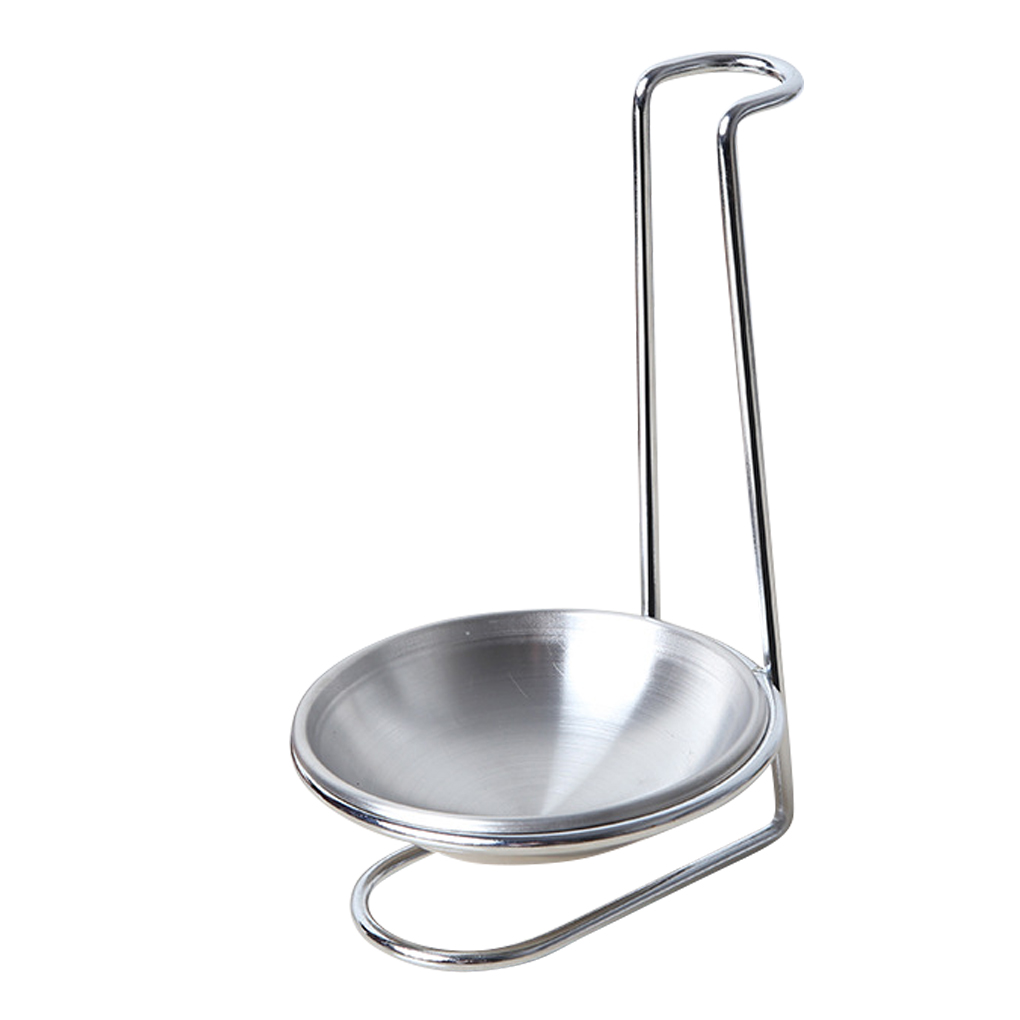 Repose-cuillère sur pied européen, porte-ustensiles vertical, support de cuillère, avec fond amovible pour plan de travail, ustensiles de cuisine et pinces, argenté