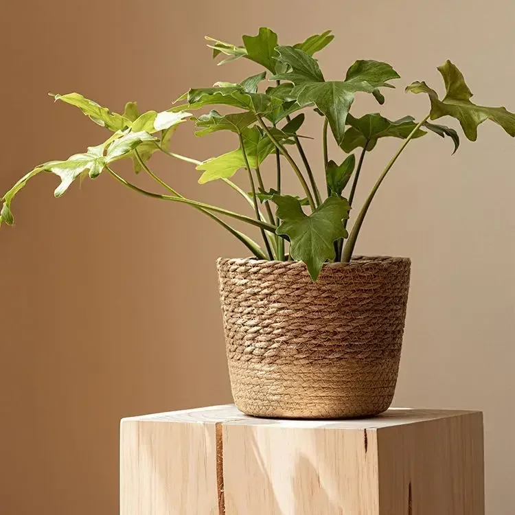Retro vævede havekrukker til blomsterplanter, håndlavet plantekasse, opbevaringskurv til haven, planter til planter