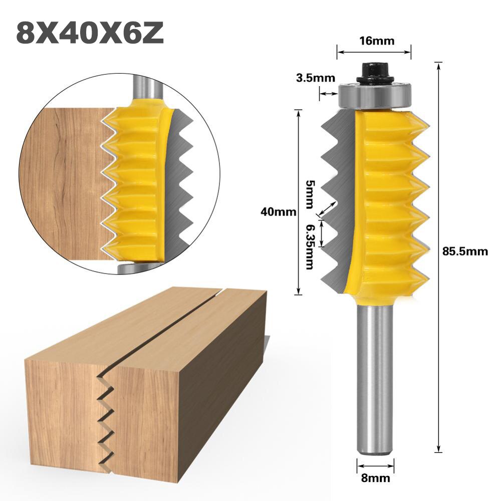 1PC 8MM Shank Milling Cutter Wood Carving Raised panel V Joint Bits Finger Joint Glue Milling Cutter for Wood Tenon Woodworking: 03