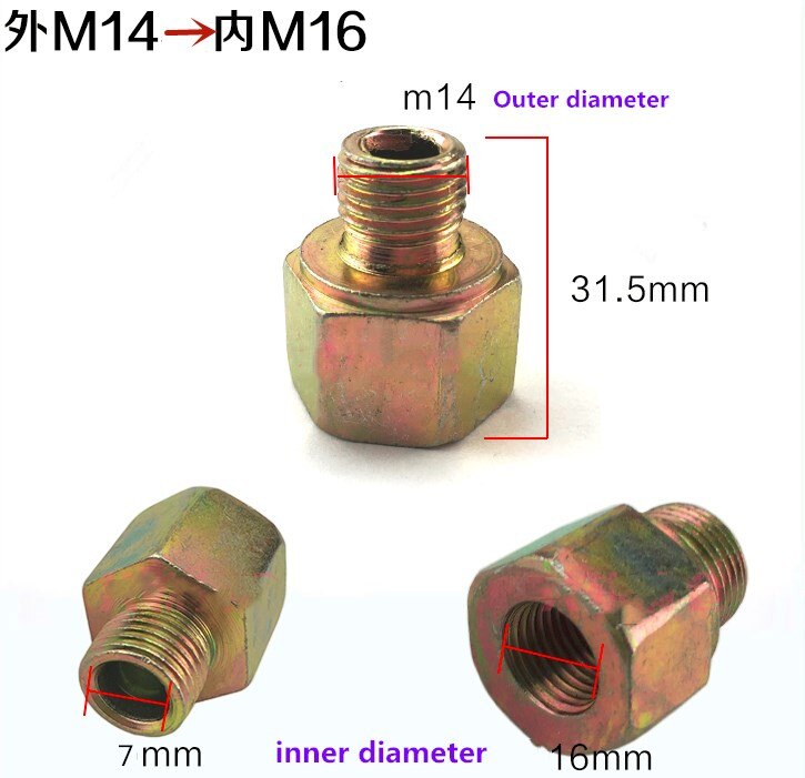 ! Tubing conversion joints, high-pressure tubing conversion interface, test-tubing adapter: M14-M16